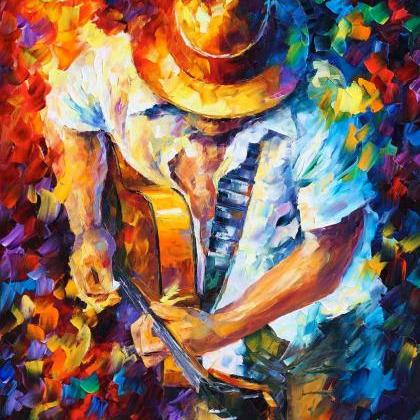 Guitar And Soul — Print On Canvas By Leonid..