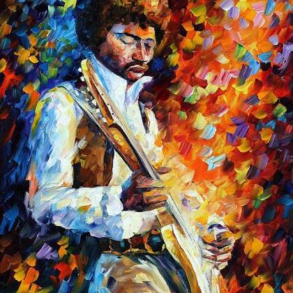 Jimi Hendrix — Print On Canvas By Leonid Afremov..