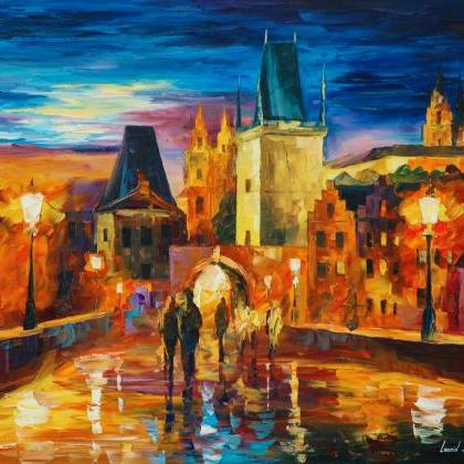 Night In Prague — Print On Canvas By Leonid..