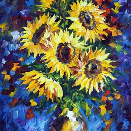 Night Sunflowers — Print On Canvas By Leonid..