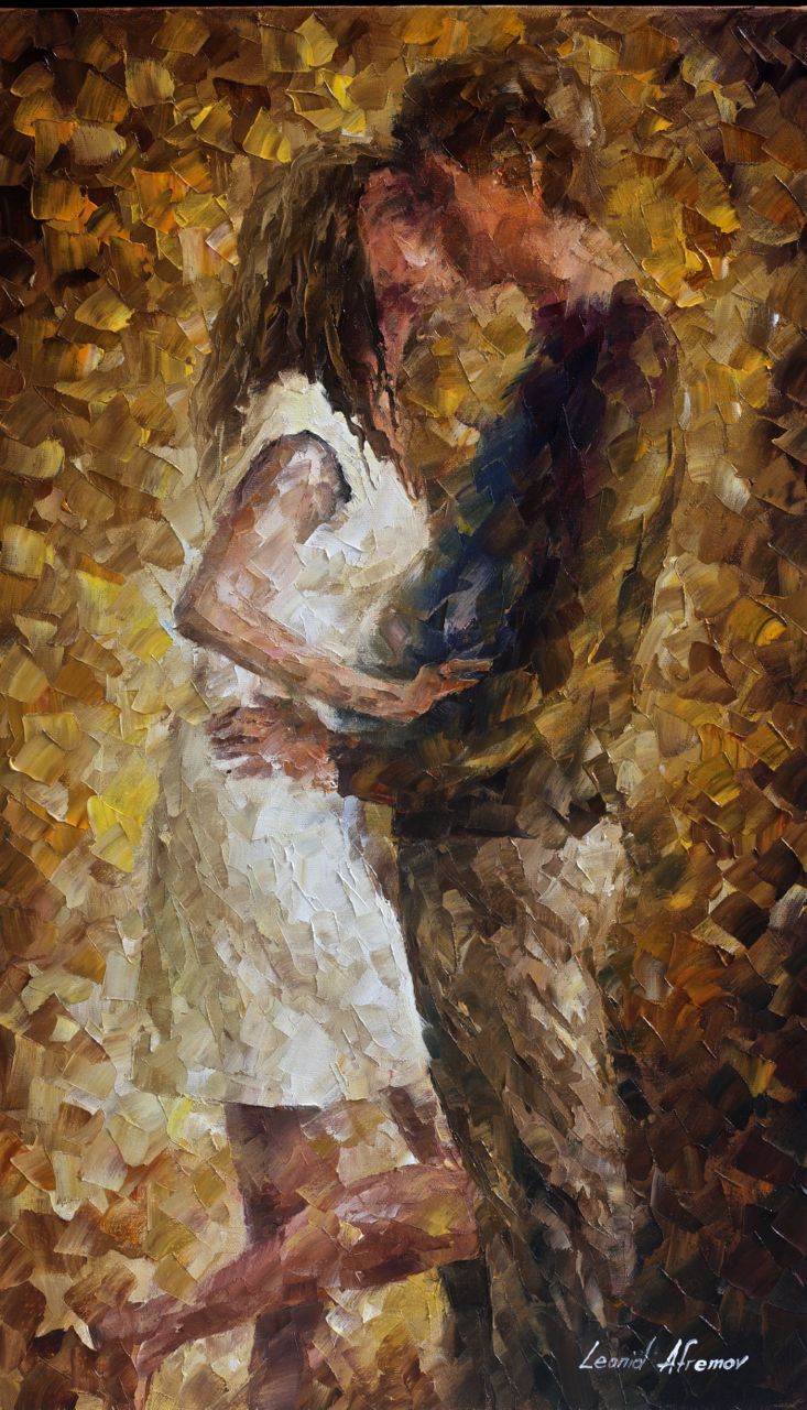 First Kiss — Print On Canvas By Leonid Afremov - Size 15" X 25" (35cm X 60cm)