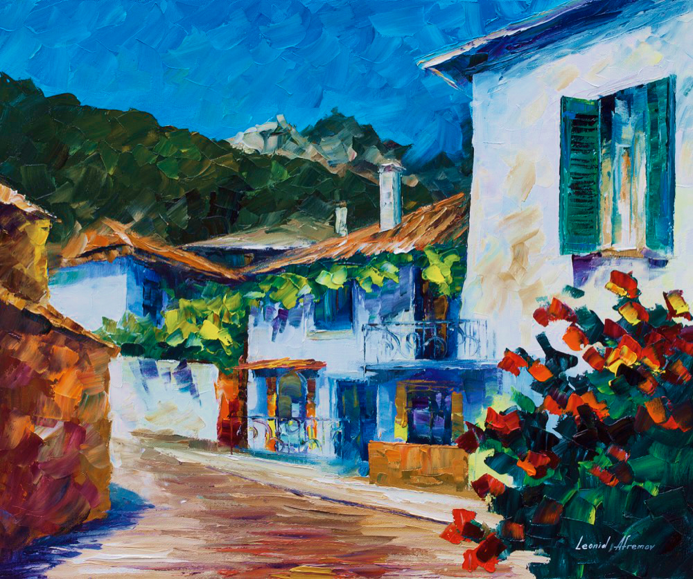 House On The Hill — Print On Canvas By Leonid Afremov - Size 24" X 20" (60cm X 50cm)