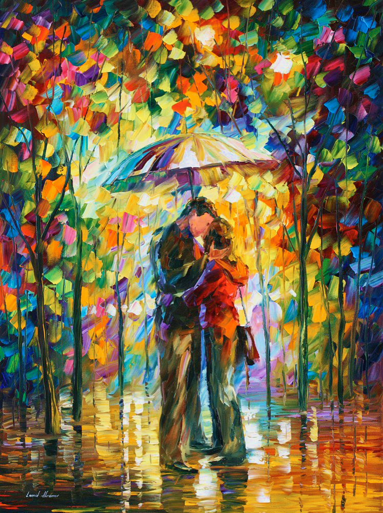 Kiss In The Park — Print On Canvas By Leonid Afremov - Size 30" X 40" (75cm X 100cm)