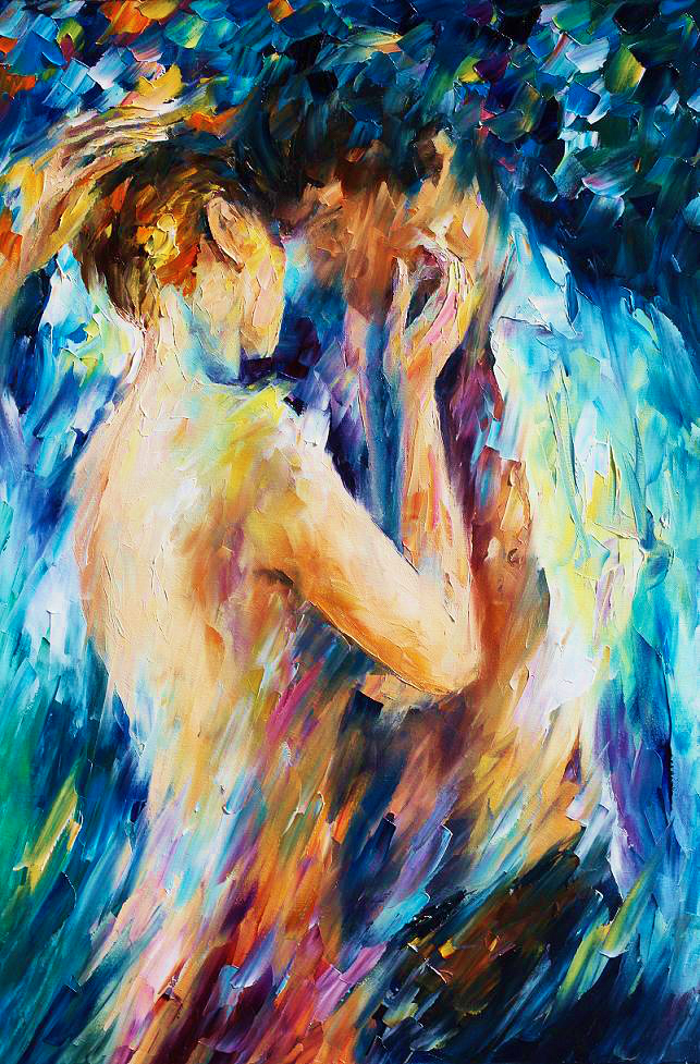 Kiss Of Passion — Print On Canvas By Leonid Afremov - Size 24" X 36" (60 Cm X 90 Cm)