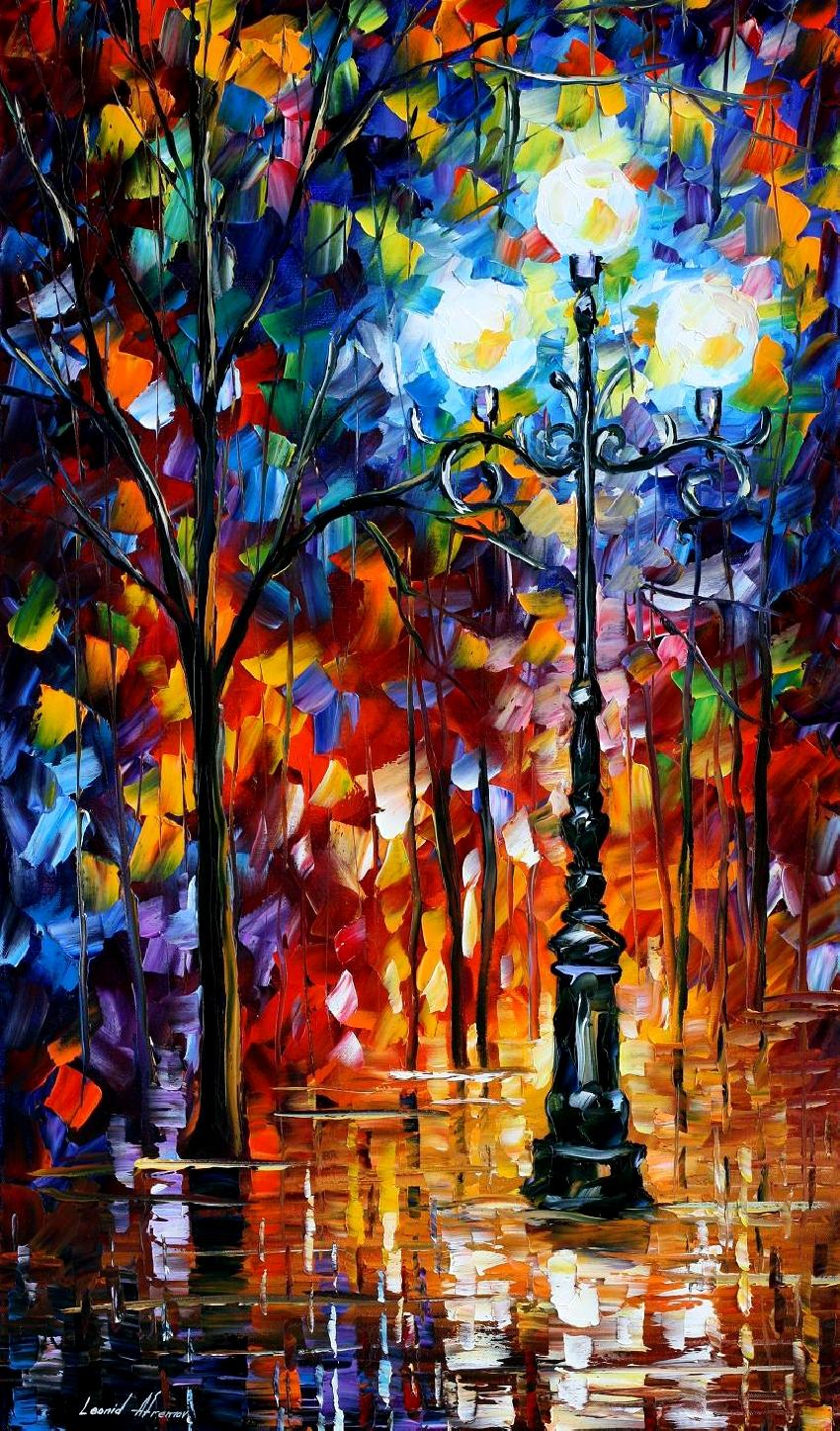 Light In The Alley — Print On Canvas By Leonid Afremov - Size 20" X 36" (50cm X 90cm)