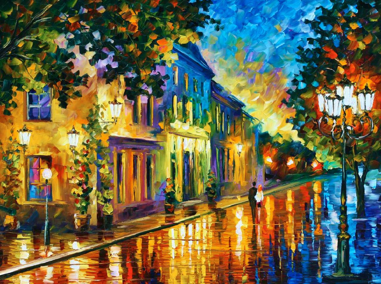 On The Way To Morning — Print On Canvas By Leonid Afremov - Size 40" X 30" (100cm X 75cm)